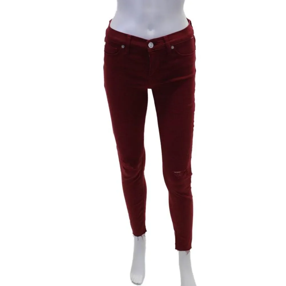 Hudson Womens Distress Mid-Rise Super Skinny Leg Krista Jeans Red Size 26